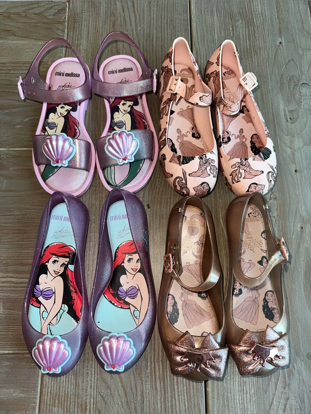 Mini Melissa Girls size 13 Princess Ballet Flats & Sandals LOT